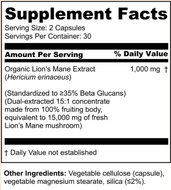 Evera Organics Lion's Mane Mushroom Dietary Supplement Capsules